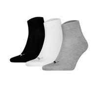 Puma Unisex Quarter Socks, 3-Pack - Quarter Plain 3P, Logo, Solid Color