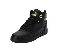 PUMA Unisex Rebound Rugged Sneaker, Black Black Team Gold, 4 UK