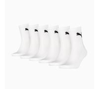 PUMA Unisex Short Crew Socks 6 Pack, White, size 9-11