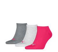 PUMA Unisex Sneaker Plain Sock, Middle Grey Melange/Pink-New, 35-38 (Pack of 3)
