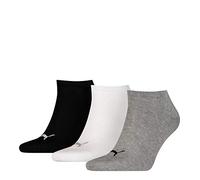 PUMA 261080001 UK 9-11 Unisex Sneaker Socks (3 Pair Pack) Grey/White/Black