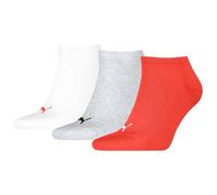 PUMA Unisex Sneaker Socks (Pack of 3), Red/Grey, 39-42