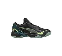 PUMA Unisex SOLARSTRIKE 4 Indoor Court Shoe, Black-Green Terrain-Fizzy Light-Light Moss, 7.5 UK