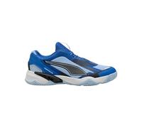 PUMA Unisex SOLARSTRIKE 4 Indoor Court Shoe, Mountain Blue Black-Haute Tropic White, 7.5 UK