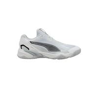 PUMA Unisex SOLARSTRIKE 4 Indoor Court Shoe, White Black-Silver Mist-Platinum Gray, 6 UK