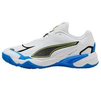 PUMA Unisex SOLARSTRIKE 4 Indoor Court Shoe, White Black-Ultra Blue, 11.5 UK