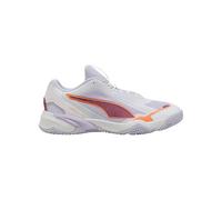 PUMA Unisex SOLARSTRIKE W+ 4 Indoor Court Shoe, White-Heat FIRE-Lilac Crush-Berry, 8 UK