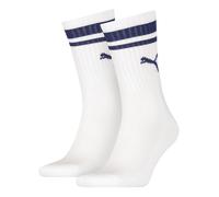 PUMA Crew Heritage Stripe Socks Unisex (2-Pack), White/Blue, size 9-11