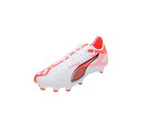 PUMA Unisex Ultra 5 Match FG/AG Soccer Shoe, White Black-Glowing RED, 8.5 UK
