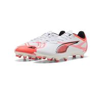 PUMA Unisex Ultra 5 Play FG/AG Soccer Shoe, White Black-Glowing RED, 11 UK