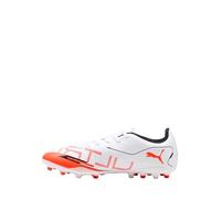 PUMA Unisex Ultra 5 Play MG Soccer Shoe, White Black-Glowing RED, 12 UK