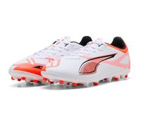 PUMA Unisex Ultra 5 Play Multi-Ground Football Boots, PUMA White-PUMA Black-Glowing Red, 7.5 UK