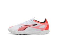 PUMA Unisex Ultra 5 Play TT Soccer Shoe, White Black-Glowing RED, 10 UK