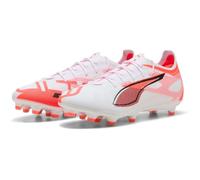 PUMA Unisex Ultra 5 PRO FG/AG Soccer Shoe, White Black-Glowing RED, 9 UK