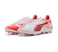 PUMA Unisex Ultra 5 PRO MG Soccer Shoe, White Black-Glowing RED, 10 UK