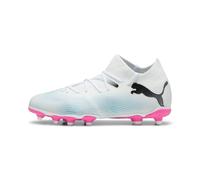 Puma Unisex Youth Future 7 Match Fg/Ag Jr Soccer Shoes, Puma White-Puma Black-Poison Pink, 12 UK