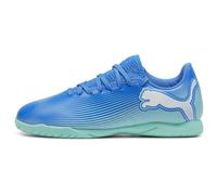 PUMA Unisex Youth Future 7 Play IT JR Soccer Shoe, HYPERLINK Blue-Mint-PUMA White, 1 UK
