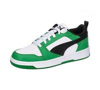 Puma Unisex Youth Puma Rebound V6 Lo Jr Sneakers, Puma White-Puma Black-Archive Green, 4.5 UK