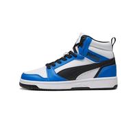 Puma Unisex Youth Puma Rebound V6 Mid Jr Sneakers, Puma White-Puma Black-Racing Blue, 4.5 UK
