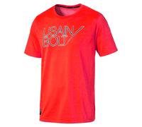 Puma Usain Bolt Logo Tee Neon T-Shirt Casual Training Top - Mens - Red - Size 2XL