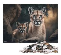 Puma with Cub Puzzles for Adults 500 Pieces Puzzle Jigsaws for Adults Home Decoration Puzzle Toys 500pcs (52x38cm)