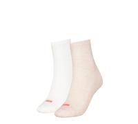 PUMA Women's Heart Logo Recycled Cotton Sock, Oatmeal/White/Peach, 39 to 42 (Pack of 2)