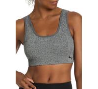 PUMA Women's 2 Pack Seamless Sports Bra, Black/Heather Grey Rib, L