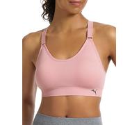 PUMA Women's 2 Pack Seamless Sports Bra, Opaque, Silver Pink/Heather Grey, L
