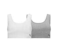 PUMA Women's 2 Pack Seamless Sports Bra White/Light Heather Grey X-Large