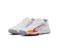 PUMA Women's Accelerate Turbo W+ 4 Indoor Court Shoe, White-Berry-Lilac Crush-Heat FIRE, 5.5 UK