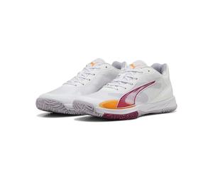 PUMA Women's Accelerate Turbo W+ 4 Indoor Court Shoe, White-Berry-Lilac Crush-Heat FIRE, 5.5 UK