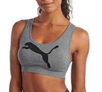 PUMA Women's Big Cat Seamless Sports Bra, Medium Heather Grey, Large