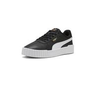 PUMA Women's Carina Leather Shoes Sneaker, 3.0 Black-White-Gold, 3 UK