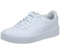 PUMA Women's Carina Leather Shoes Sneaker, White-White-Silver, 8.5 UK