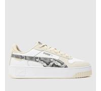 PUMA Women's Carina Street Trainers in Beige & White, Snake Print, Leather, Size: 3 UK 3 (EU 35½)