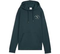 Puma Womens Class Relaxed Overhead Tech Fleece Hoodie in Green Terrain - Size 16 UK