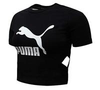 PUMA Womens Classics Logo Cut Out Crop Top Black T-Shirt 579208 01