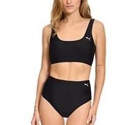 PUMA Women's Crop Bikini Swimsuit Set, Black, Medium