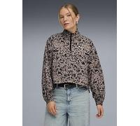 Puma Womens Essential Graphic Animal Relaxed Woven Half-Zip, Beige, Size L, Women Beige