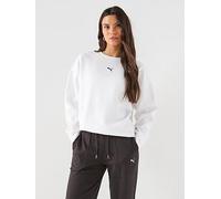 Puma Womens Essentials Oversized Crew Fleece, White, Size L, Women White