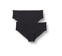 Puma Women's 2-Pack Microfibre Seamless Mid-Rise Hipster Briefs, Black - Black/Black - Size: 12/None