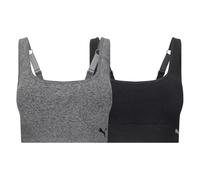 PUMA Women's Performance 2 Pack Seamless Sports Bras for Women with Adjustable Straps and Removable Pads, black, M