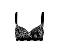 PUMA Women's Printed Padded Top Sports Bra, Black, Small