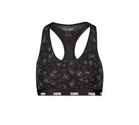 PUMA Womens Printed Racer Back Sports Bra, Black Combo, S UK