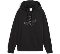Puma Womens Script Comfort Tech Fleece Overhead Hoodie in Black - Size 14 UK
