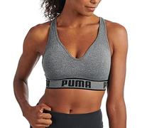 PUMA Women's Seamless Sports Bra, Opaque, Grey/Black, S
