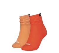 Puma Womens Short Crew Slouch Socks 2 Pack Flame Orange 6-12