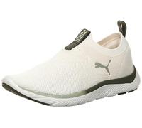PUMA Women's SOFTRIDE REMI Slip-ON Knit WN's Road Running Shoe, Warm White-Dark Loden-LUX Army, 4 UK