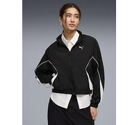 Puma Womens Sport Relaxed Woven Full-Zip Jacket, Black, Size S, Women Black