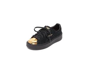 PUMA Women's Suede Platform Gold Fashion Sneaker, Black, 5.5 UK